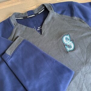 Nike Men's Medium Blue Grey Seattle Mariners Long Sleeve Pullover Sweatshirt